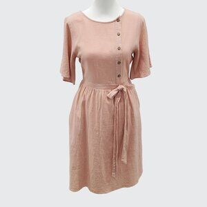 EUC Polagram Blush Pink Cotton Dress Cottage Core Prairie Dress Size Small